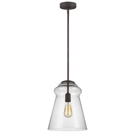 Pendant Loras 1 Lamp Dark Weathered Iron Clear Seeded