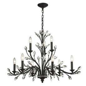 Crystal Branches Nine-Light Two-Tier Chandelier