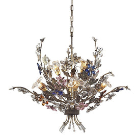 Brillare Six-Light Two-Tier Chandelier with Multi-Color Crystal Florets