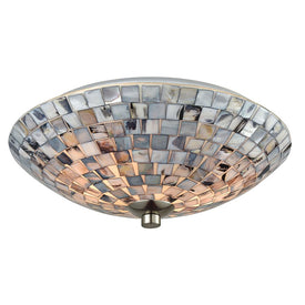 Cappa Shells Two-Light Flush Ceiling Fixture with Satin Nickel Hardware and Gray Capiz Shells
