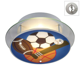 Novelty Sports Themed Two-Light Semi-Flush Mount Ceiling Fixture with Recessed Lighting Kit