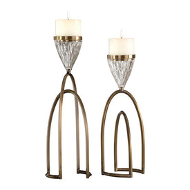Carma Bronze And Crystal Candle Holders Set of 2
