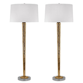 Mercury Glass Candlestick Lamps Set of 2