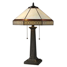 Stone Filigree Two-Light Table Lamp