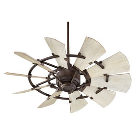 Ceiling Fan Windmill 6 Speed with Wall Control 44 Inch Oiled Bronze 10 Blade Weathered Oak