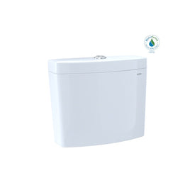Toilet Tank Aquia IV Washlet+ with Cover CeFiONtect Glaze Cotton 1.28/0.8 Gallons per Flush Top Push Button Chrome Vitreous China - OPEN BOX