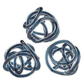 Navy Blue Glass Knots Set of 3