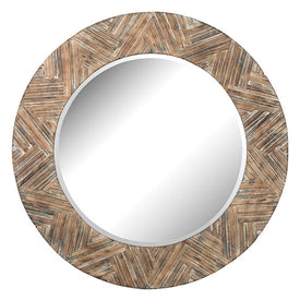 Large Round Wood Mirror
