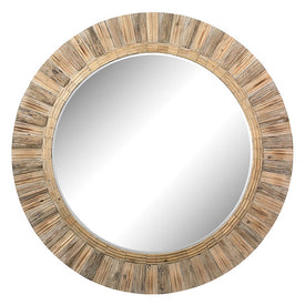 Oversized Round Wood Mirror