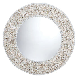 Floral Pattern Clam Shell Wall Mirror