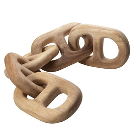 Hand-Carved Five-Link Decorative Wooden Chain