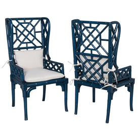 Bamboo Wing Back Chairs Set of 2