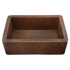 Cardenas Single Bowl Farmhouse Apron Front Hand-Hammered Copper Kitchen Sink