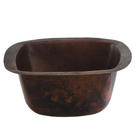 Tamayo Square Flat Bottom Handcrafted Copper Bathroom Sink