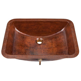 Starr Handcrafted Rectangular Black Copper Bathroom Sink with Rounded Bottom