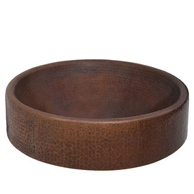 Baccus Round Semi-Double-Wall Handcrafted Copper Vessel Bathroom Sink
