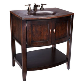 Verisimo Bow Front Single Wood Bathroom Vanity with Handcrafted Integrated Black Copper Sink