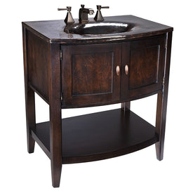 Verisimo Bow Front Single Wood Bathroom Vanity with Handcrafted Integrated Black Nickel Sink