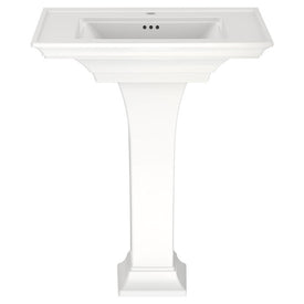 Town Square S 30" L x 22.5" W x 35" H Fireclay Pedestal Sink with Base for Single-Hole Faucet - White
