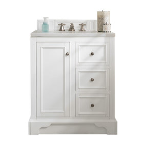 De Soto 30" Bright White Single Vanity with 3 CM Arctic Fall Solid Surface Top - OPEN BOX