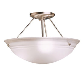 Cove Molding Top Glass Three-Light Semi-Flush Mount Ceiling Fixture