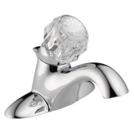 Classic Single Handle Centerset Bathroom Faucet with Clear Knob Handle/Drain