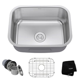Premier 23" Single Bowl Stainless Steel Undermount Kitchen Sink with NoiseDefend