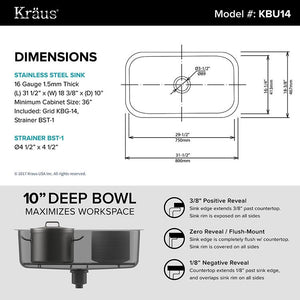 KBU14 Kitchen/Kitchen Sinks/Undermount Kitchen Sinks