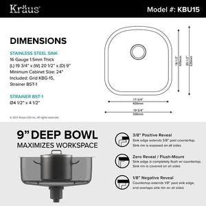 KBU15 Kitchen/Kitchen Sinks/Undermount Kitchen Sinks