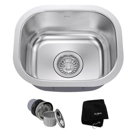 Premier 15" Single Bowl Stainless Steel Undermount Bar/Prep Sink with NoiseDefend
