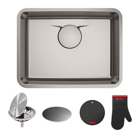 Dex 25" Single Bowl Stainless Steel Undermount Kitchen Sink with DrainAssure/VersiDrain