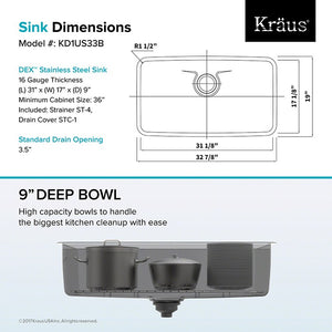 KD1US33B Kitchen/Kitchen Sinks/Undermount Kitchen Sinks