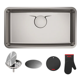 Dex 33" Single Bowl Stainless Steel Undermount Kitchen Sink with DrainAssure/VersiDrain