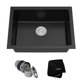 24" Single Bowl Granite Dual-Mount Kitchen Sink