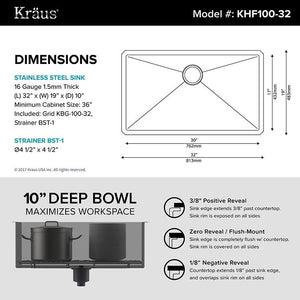 KHU100-32 Kitchen/Kitchen Sinks/Undermount Kitchen Sinks