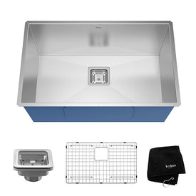 Pax Zero-Radius 28.5" Single Bowl Stainless Steel Undermount Kitchen Sink with NoiseDefend
