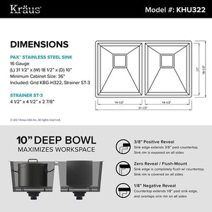 KHU322 Kitchen/Kitchen Sinks/Undermount Kitchen Sinks
