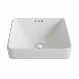 Elavo Series Square Ceramic Semi-Recessed Bathroom Sink with Overflow