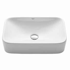 Eased-Edged Rectangular Ceramic Vessel Bathroom Sink