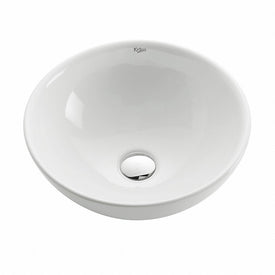 Soft Round Ceramic Vessel Bathroom Sink
