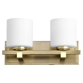 Signature Cylinder Two-Light Bathroom Vanity Fixture with Opal Glass Shades