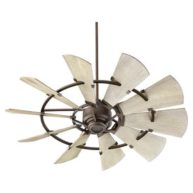 Ceiling Fan Windmill 6 Speed with Wall Control 52 Inch Oiled Bronze 10 Blade Weathered Oak