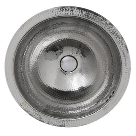 Brightwork Home 16.875" Single -Bowl Hand-Hammered Stainless Steel Undermount Bathroom Sink With Overflow