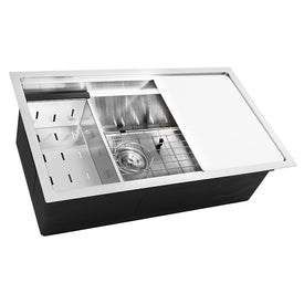 Pro Series Prep Station 30" Single Bowl Stainless Steel Undermount Kitchen Sink with Included Accessories