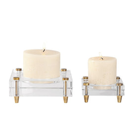 Claire Crystal Block Candle Holders Set of 2