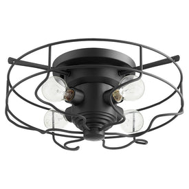 Four-Light Semi-Flush Mount Ceiling Fixture with Metal Cage