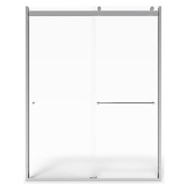 60" L x 76" H Semi-Frameless Top-Roller Sliding Shower Door - Silver Shine/Clear