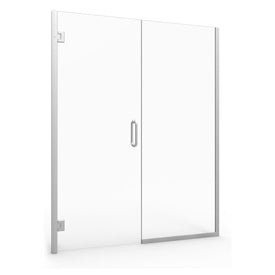 60" L x 72" H Frameless Shower Door with Panel - Brushed Nickel/Clear