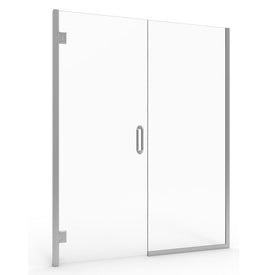 60" L x 72" H Frameless Shower Door with Panel - Silver Shine/Clear
