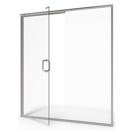 60" L x 76" H Semi-Frameless Swing Shower Door with Panel - Silver Shine/Clear